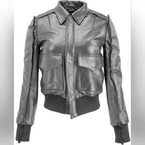 Sz XS Nwt R13 Shrunken Leather Jacket In Black